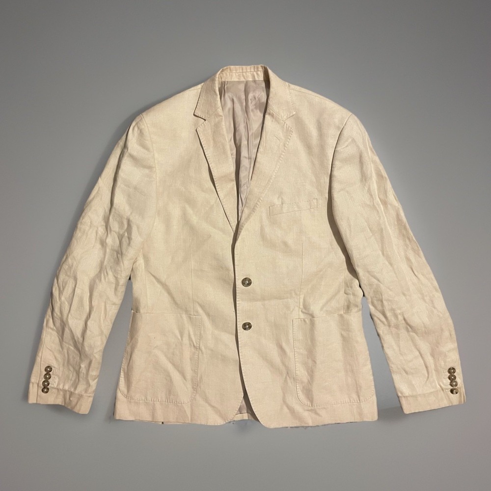 Baird Mcnutt Murano Beige Tan Linen Blazer Mens Large